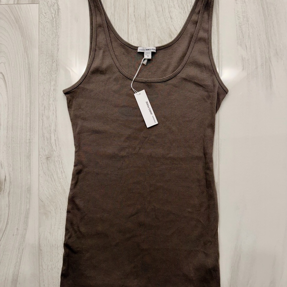 ⭐️ James Perse Ribbed Tank Top NWT - Gray, 100% Cotton - Perfect for Layering